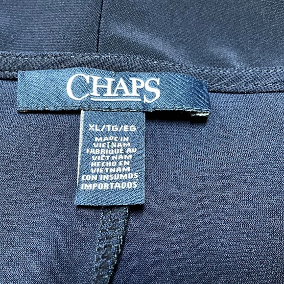 CHAPS Navy Blue Ruffle Sheath Dress Long Sleeve Crew Neck Jersey Knit Sz XL - Picture 5 of 11